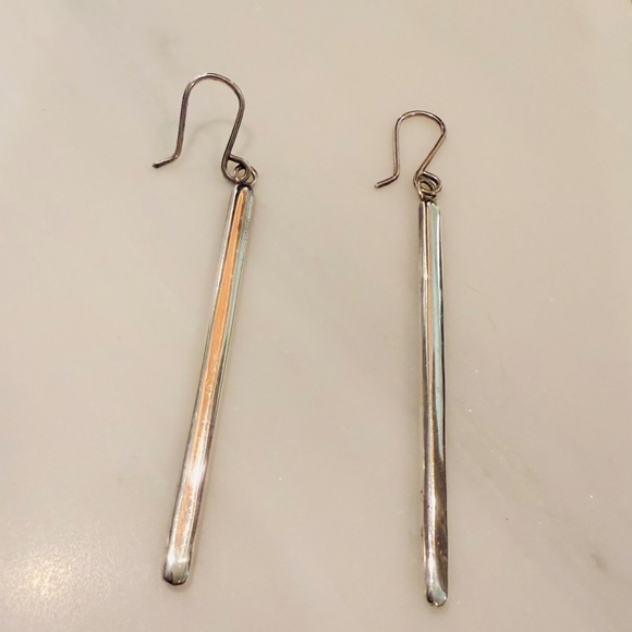 Sterling Silver High Polish Stick Drop Earrings - Picture 1 of 5